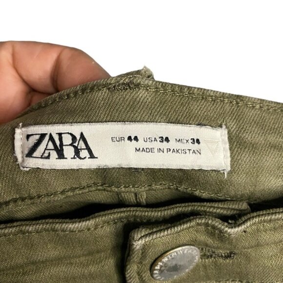 Zara Women's Green Khaki Cargo Skinny Jeans - Picture 5 of 7